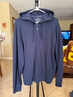 Faded Glory Men's Navy Blue Full-Zip Hooded Sweater
